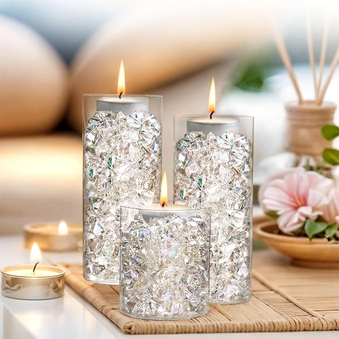 DomeStar Dazzling Fake Ice, Iridescent Clear Gem Stones Vase Fillers DIY Crafts - Image 3