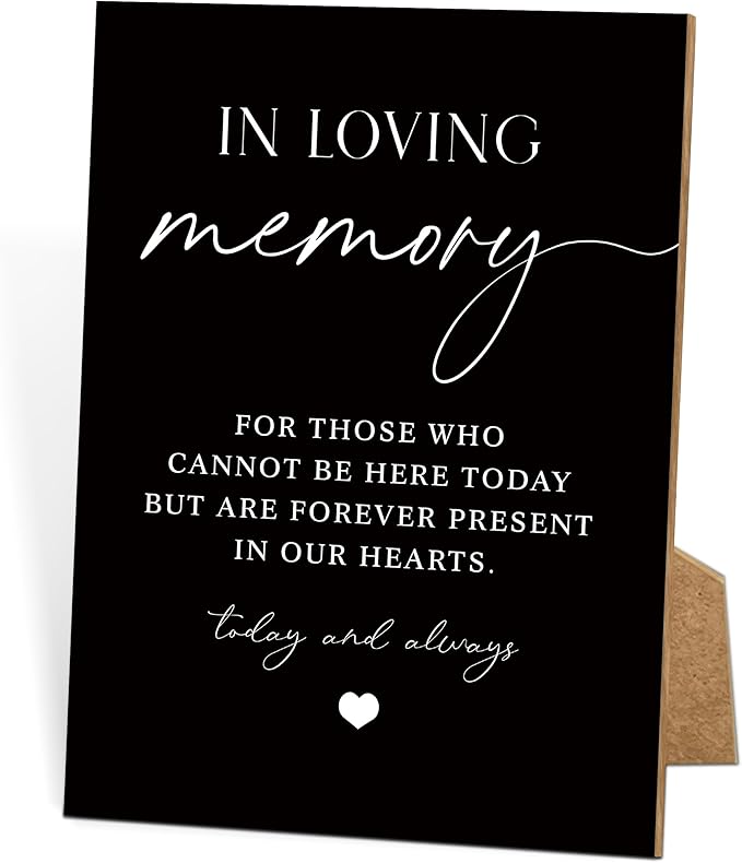 Wedding Memorial Sign, 8x11 Black Minimalist Style Memorial Table Sign by TCJIU