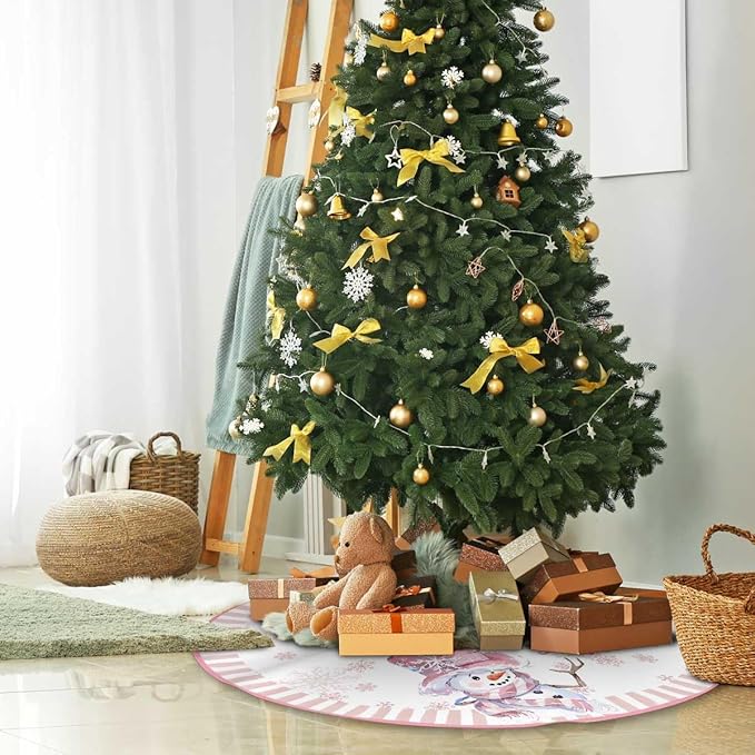 Let It Snow Snowman Christmas Tree Skirt 36 Inches, Winter Xmas Tree Mat - Image 5