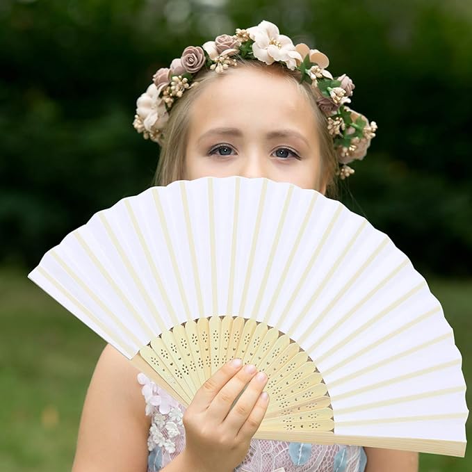 Aneco 18 Pieces 18 Colors Handheld Fans Cloth Hand Fans Bamboo Folding Fans - Image 6