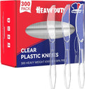 JOLLY CHEF 300 Count Clear Plastic Knives Heavy Duty, 7.7" Heat Resistant Solid by JOLLYCHEF