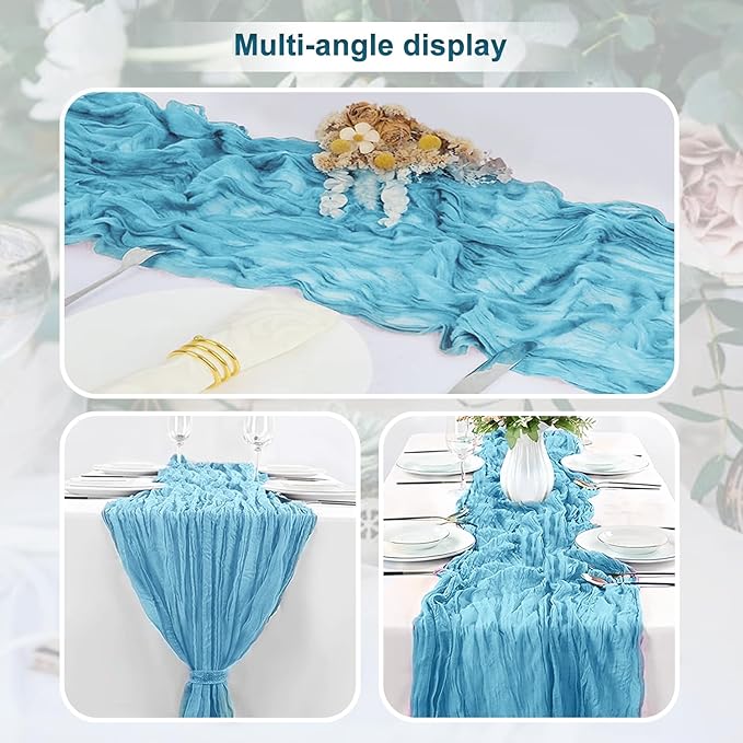 6 Pack Baby Blue Cheesecloth Table Runner 35x120 Inch 10Ft Rustic Gauze Cheese - Image 5