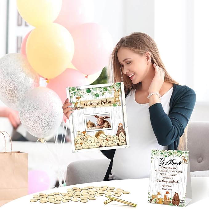 65 Pcs Woodland Animal Baby Shower Guest Book Alternatives He or She Gender - Image 3
