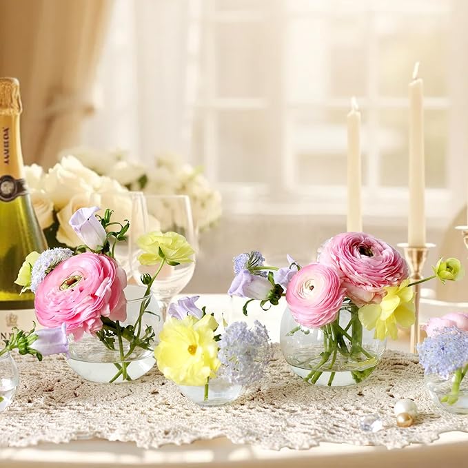 24 Pack Glass Bubble Vases, Small flower bud vases bulk, 2.6"W x2.2"H Set of 12 - Image 5