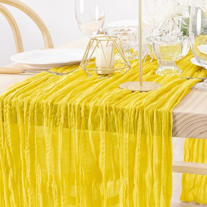 MLMW 6 Pack Yellow Cheesecloth Table Runner Boho Gauze Rustic Cheese Cloth - Image 3
