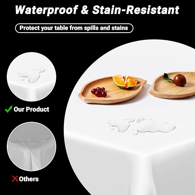 QZYL 12 Packs Disposable White Plastic Table Cloths, 54 X 108 Inches Dining - Image 3