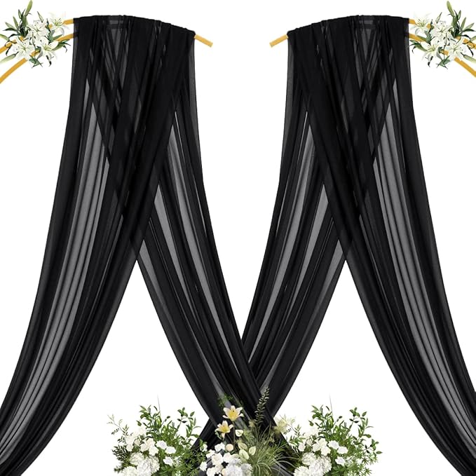 MLMC Black Wedding Arch Draping Fabric 2 Panels 29" x 20 FT Extra Long Gauze - Image 4