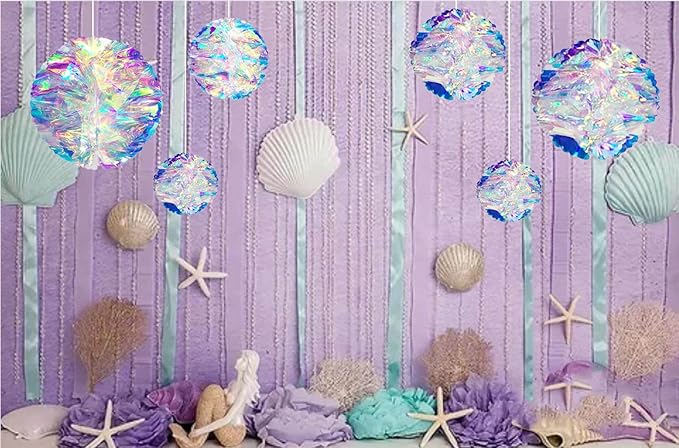 ZYOOO 3pcs Iridescent Honeycomb Balls, Shiny Rainbow Foil Ceiling Hanging - Image 3