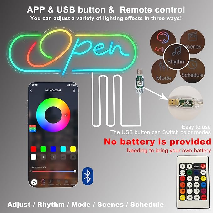 Ineonlife Open Neon Sign, Dream Colorful Open Controller Neon Light - Image 4