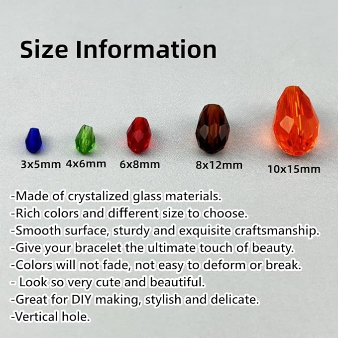 150pcs 4x6mm Teardrop Crystal Glass Beads - Image 2