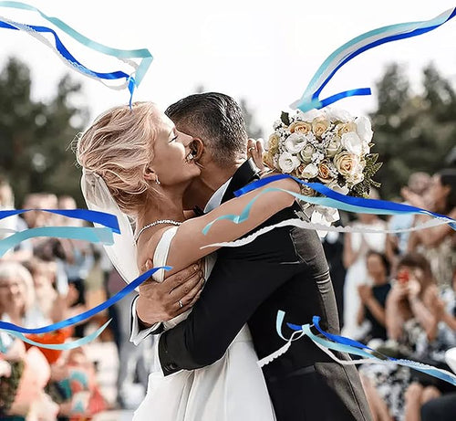 100 Pack Blue Lace Wedding Ribbon Wands Streamers - Image 2