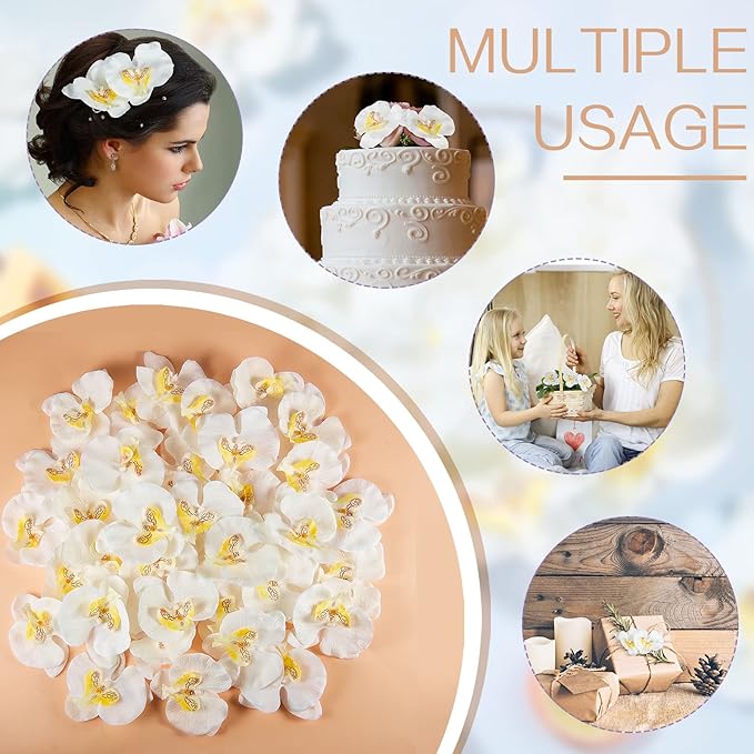 40 Pieces Orchid Petals Artificial Decorations Wedding Party Orchids Heads - Image 5