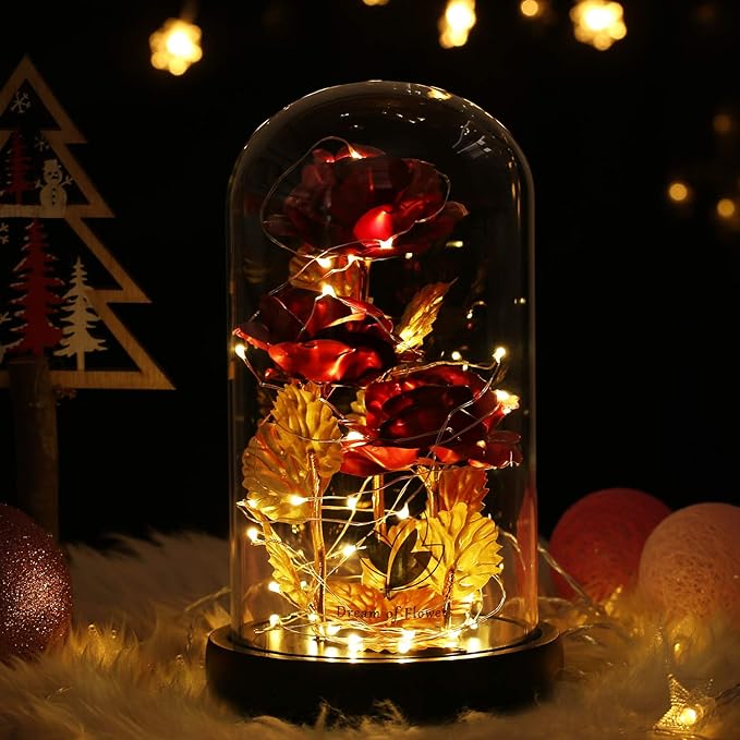 Beauty and The Beast Rose, Preserved Flowers Bouquets Gifts, Light Up Rose - Image 2