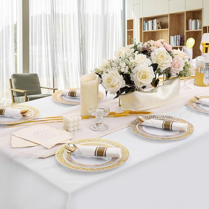 Supernal Set of 60 Wrapped Plastic Silverware Gold Pre Rolled Silverware Set - Image 6
