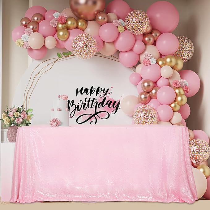 SquarePie Sequin Tablecloth 50 x 72 Inch Pink Sparkly Table Linen - Image 2