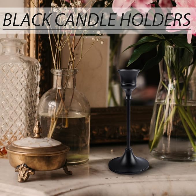 Vintage Black Candelabra Candle Holders - Image 2