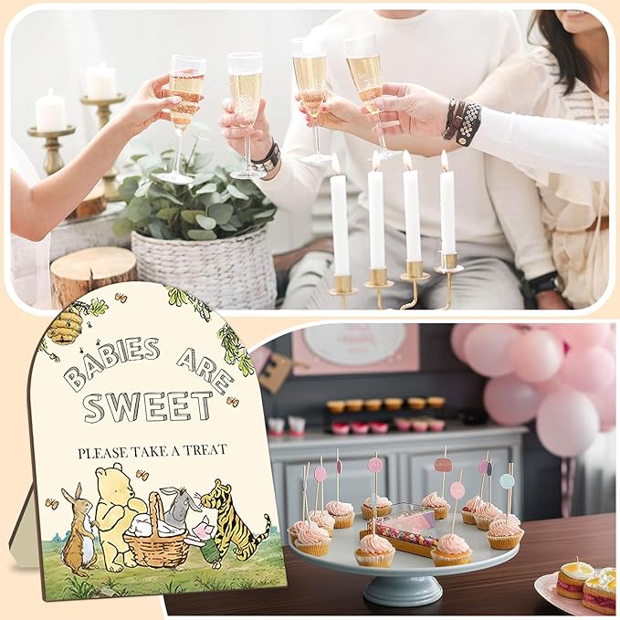 Classic Winnie Baby Shower Welcome Sign, Classic Pooh Babies are Sweet Please - Image 5