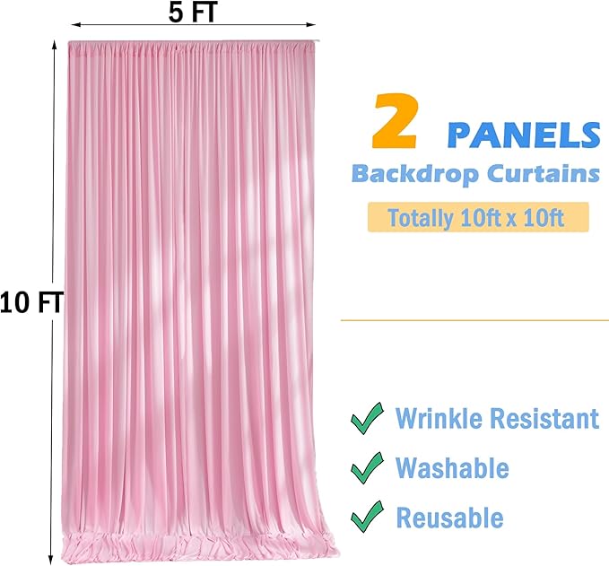 Wrinkle Free Pink Backdrop Curtain - Image 5