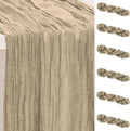 6 Pack Khaki Cheesecloth Table Runner 35x120 Inch 10Ft Rustic Gauze Cheese by SuBleer