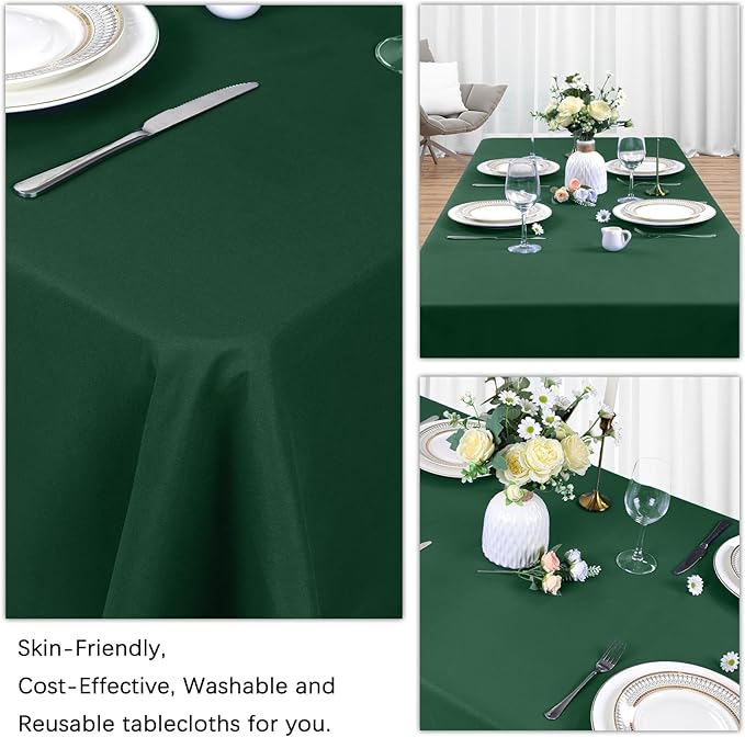 8 Pack Dark Green Tablecloth 60 x 102 Inch Rectangular Tablecloths - Image 5