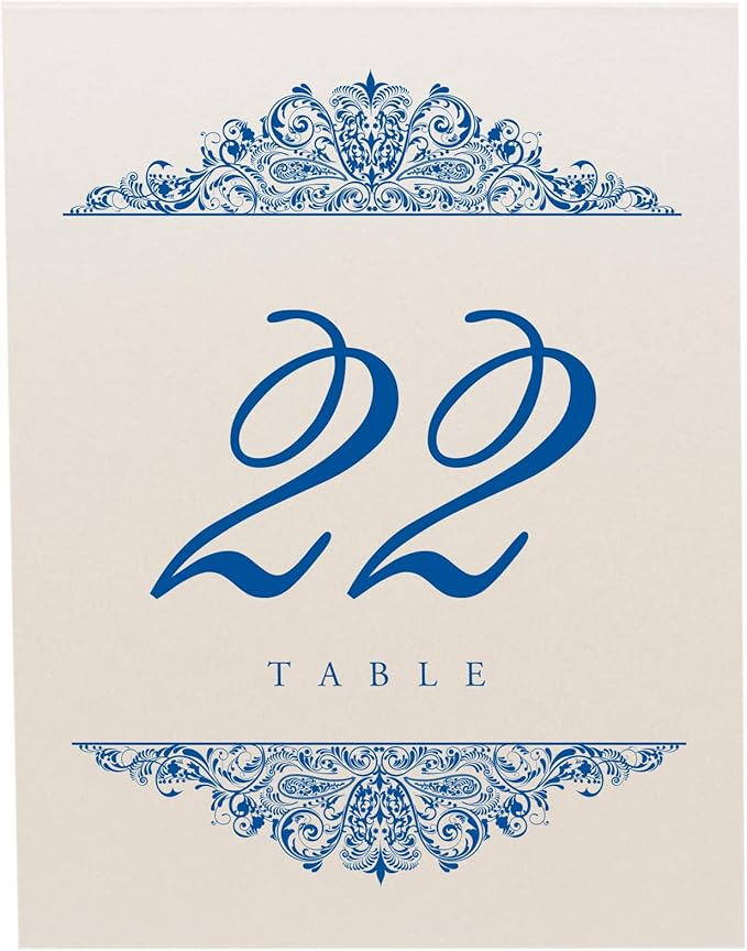 Paisley Wedding Table Numbers, Royal Blue, Double Sided, Tent or Use in a Stand - Image 4