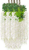 12 Pack White Wisteria Hanging Flowers Garland, 3.77 Feet Artificial Flower by Luerbi