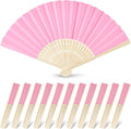 JOHOUSE 12 PCS Paper Folding Hand Fans, 8.3 Inch Pink Paper Fans Handheld by JOHOUSE