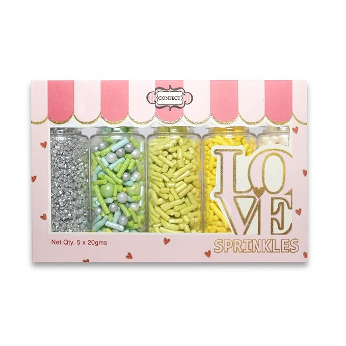 Confect Edible Sprinkles for Cakes & Cupcakes Decoration Assorted pack of 5 - Image 7