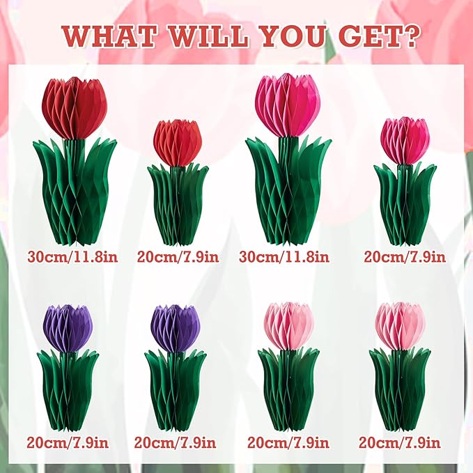 SUNBEAUTY 8 PCS Flower Honeycomb Decoration - Image 2
