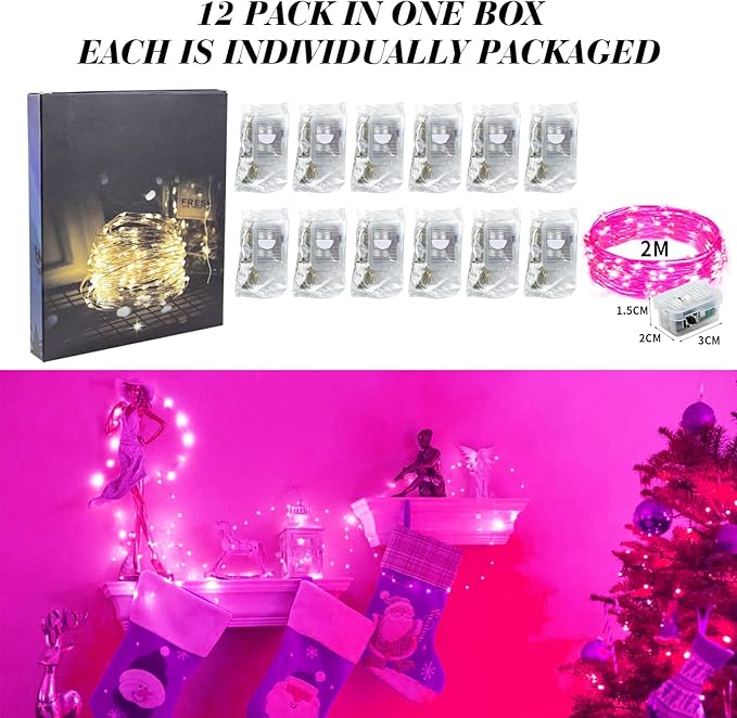 ZGWJ 12 Pack Fairy Lights Battery Operated, 7ft 20 Mini LED Fairy String Lights - Image 6