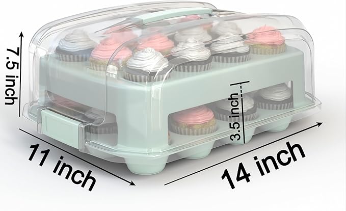 Cupcake Carrier, EXTRA TALL LID, Muffin Traveler Two Tier Stand Reusable - Image 3