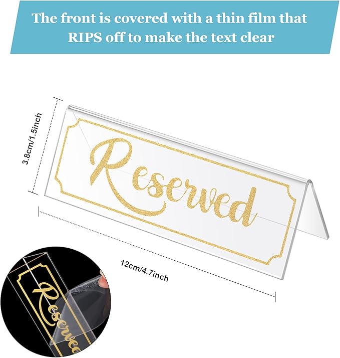 Jetec 16 Pieces Reserved Sign Acrylic Clear Reserved Table Tent Signs Table - Image 2