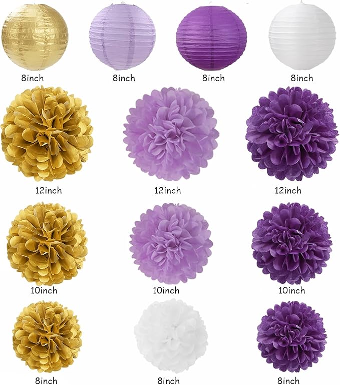 Purple-Lavender White Gold Party Decorations - Image 3