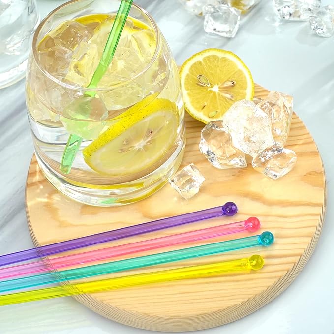 100-PCS 5 Colol Plastic Swizzle Sticks, Crystal Cake Pops, Cocktail Coffee - Image 2