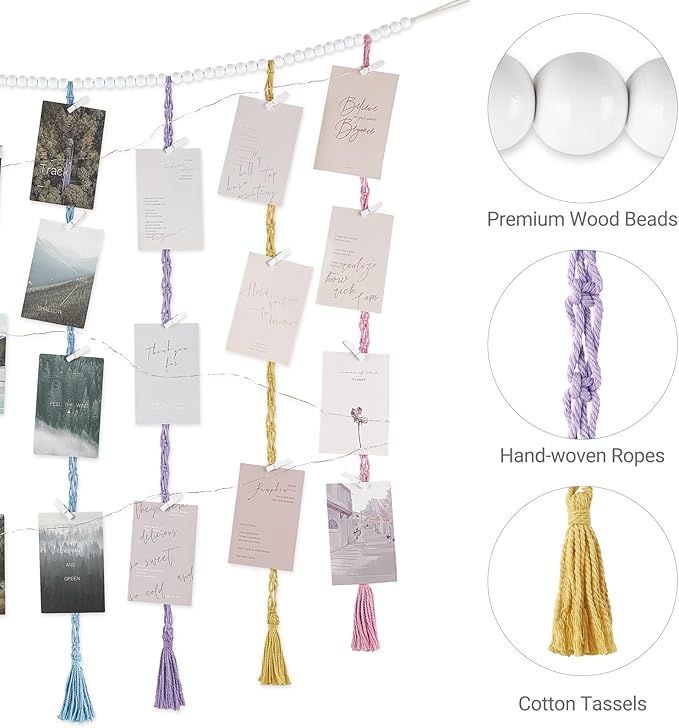 Mkono Macrame Hanging Photo Display Wall Decor - Image 4