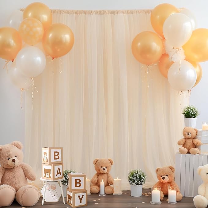 10x10ft Champagne Tulle Backdrop Curtain - Image 2