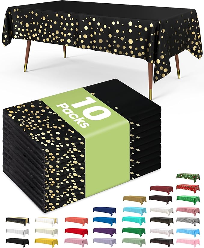 Pureegg Plastic Table Cloth Disposable 10 Pack, 54 x 108 Inch Table Cloths by Pureegg