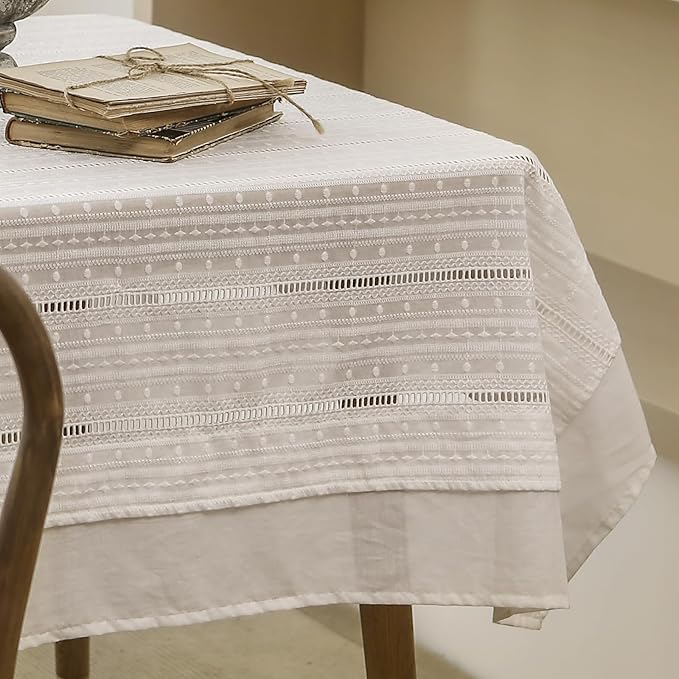 patdrea Designer Vintage Cotton White Lace Tablecloth - Image 7