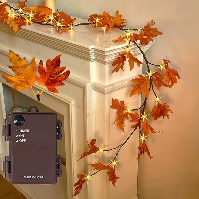 Fudios Lighted Maple Leaf Garland - Image 9