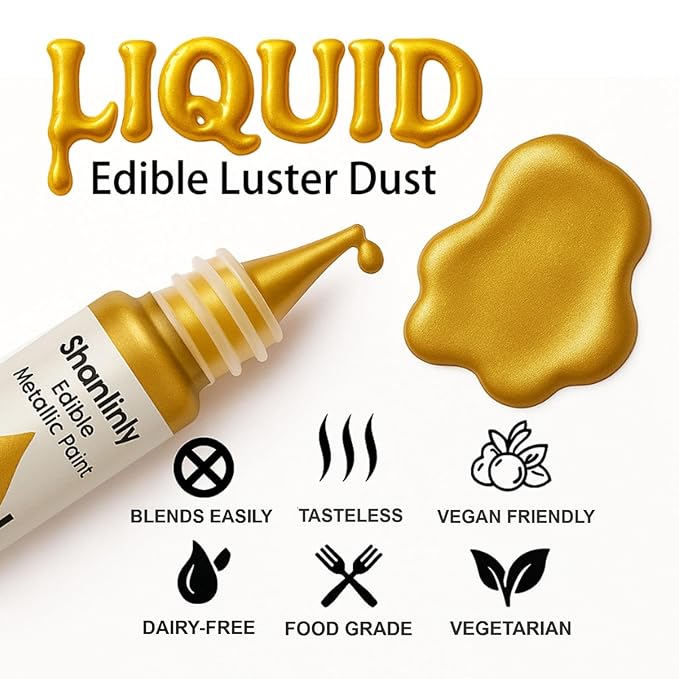 Edible Gold Metallic Paint for Baking – Food Grade Edible Gold Dust Drink - Image 2
