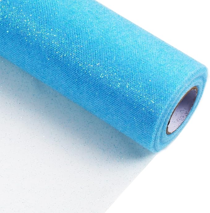 Sparkling Tulle Rolls, 15” by 30 Yards Glitter Tulle Spool Ribbon Fabric by ICOSHOW