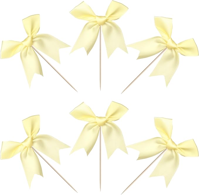 24 PCS Bow Cupcake Toppers Bow Cupcake Picks Bowknot Birthday Party Decorations - Image 3