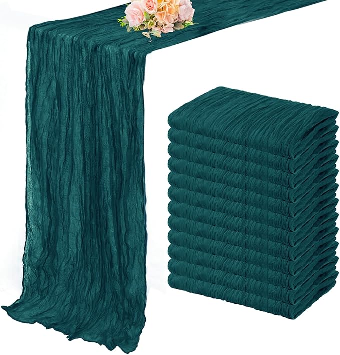12 Pack Teal 10FT Cheesecloth Table Runner Rustic Gauze Cheese Cloth Table by FoliafeelHome