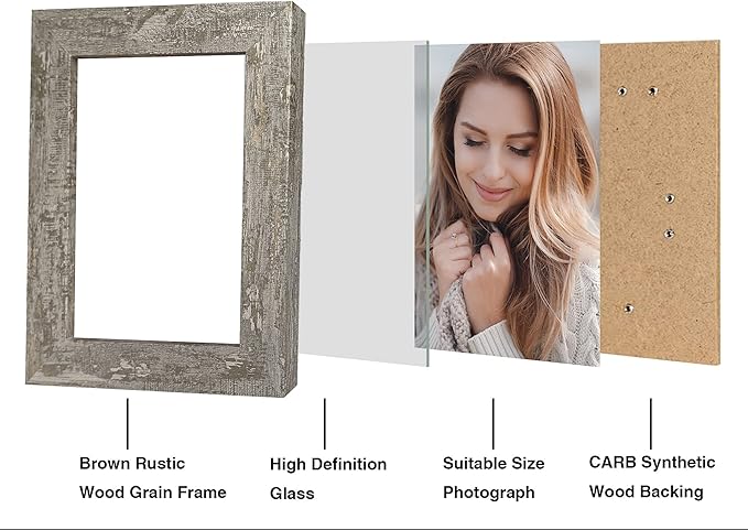 4x6 Picture Frame set of 4, High Definition Glass Distressed Moss Green Frame - Image 3