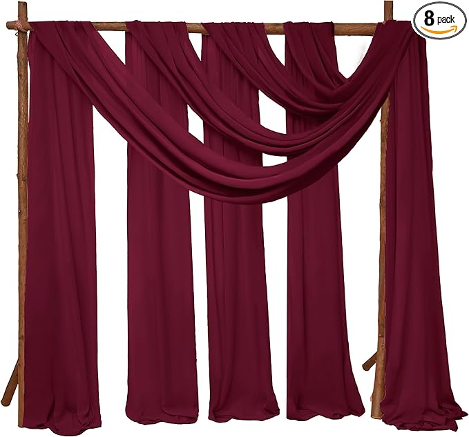 8 Panels Wedding Arch Draping Fabric 28" x20Ft Wedding Arch Drapes Chiffon by SATULGAU