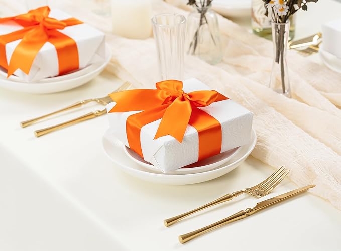 Orange Satin Ribbon 1-1/2 Inch x 50 Yards Double-Faced - Image 5