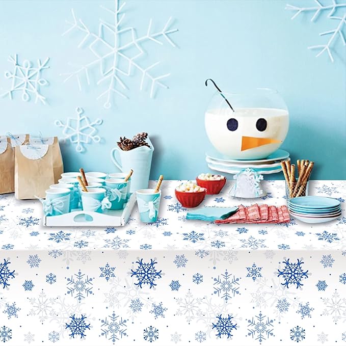 12 Pieces Snowflake Christmas Party Tablecloth Decorations, Plastic White - Image 5