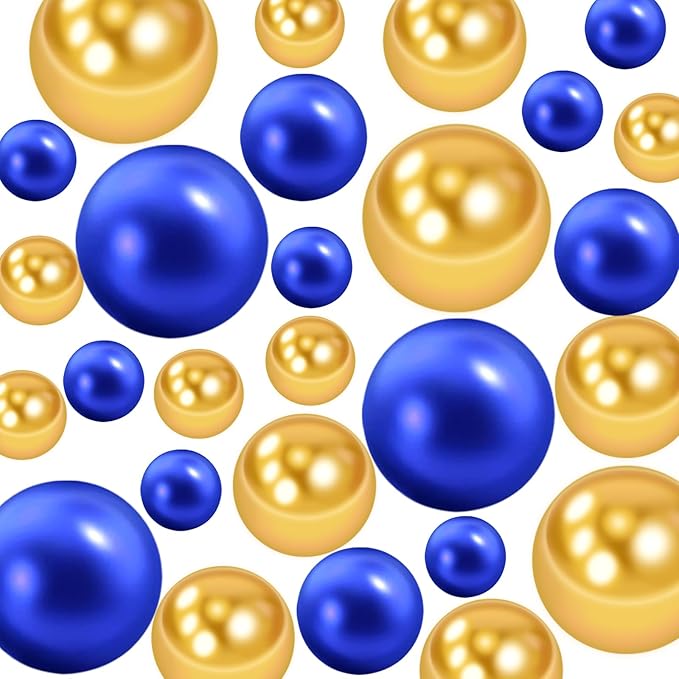300Pcs Vase Filler Blue and Golden Yellow No Hole Faux Pearl Beads by ORIKASO