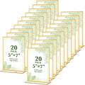 20 Pack Gold Acrylic Sign Holders 5x7 Inch, Double Sided Vertical Stand Clear by ALFFUN