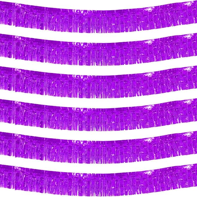 We Moment 6 Pack 10 Feet Purple Foil Fringe Garland Streamers Metallic Tinsel by We+Moment